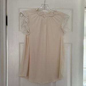 Ces Femme Cream Ruffle Sleeve Tank Top